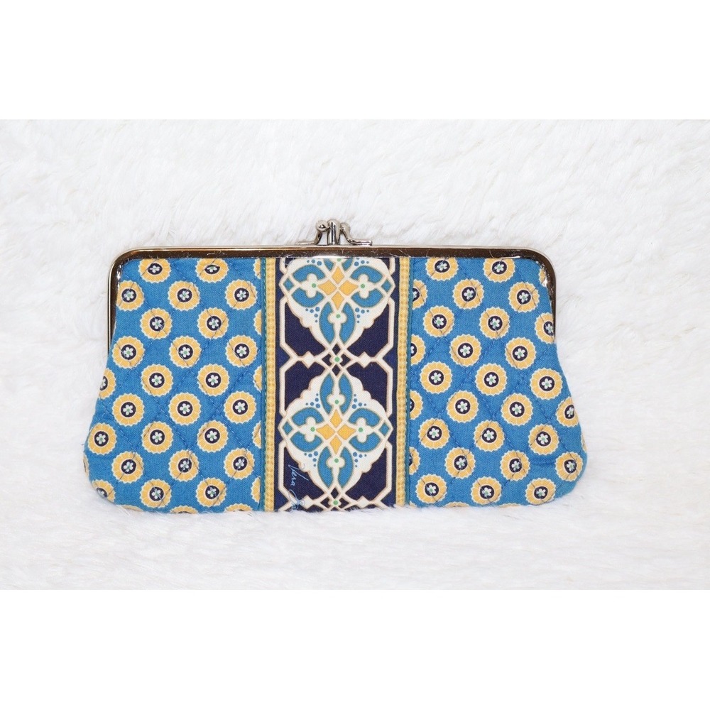 Vera Bradley Quilted Clutch Wallet Riviera Blue Pattern